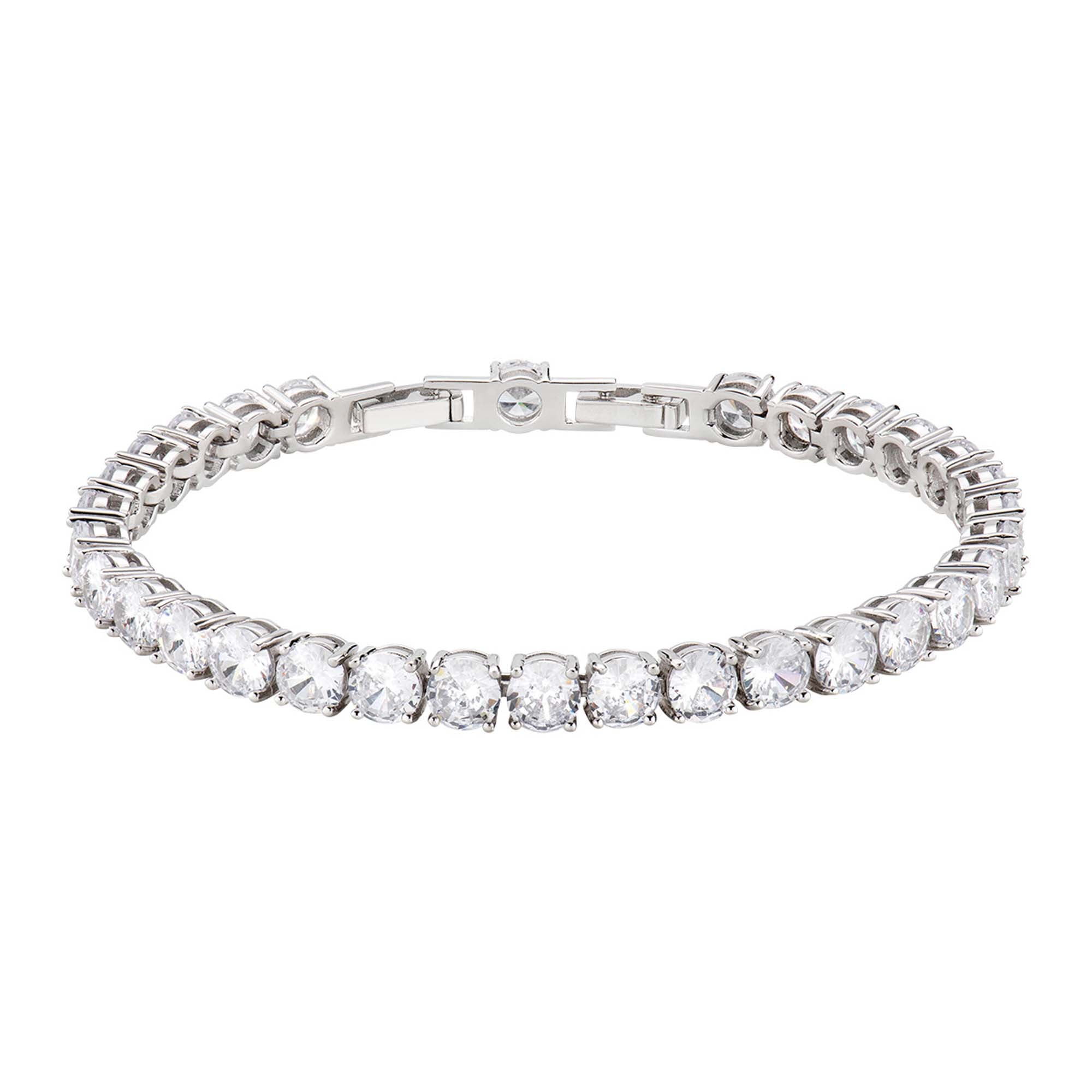 Das Amen Armband - Tennis von Amen ist ein Silberarmband aus 925er Sterlingsilber mit einer durchgehenden Reihe von runden, klaren Edelsteinen.
