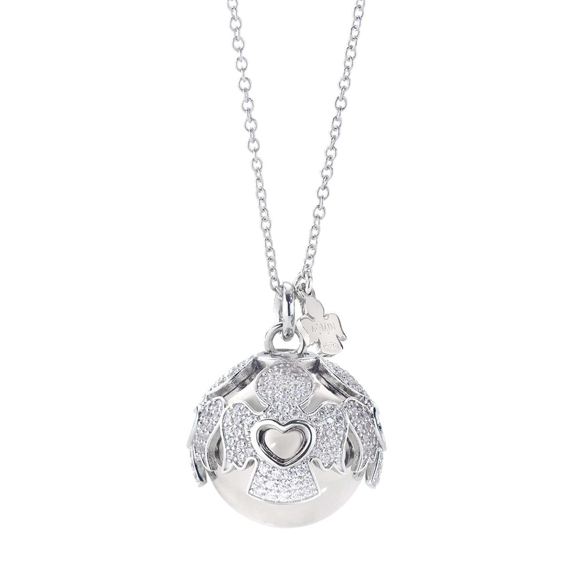 Die Amen Halskette - Angel Caller der Marke Amen aus 925er Sterlingsilber mit rundem Anhänger im Engeldesign und funkelnden Akzenten ist das himmlische Accessoire für jedes Outfit.