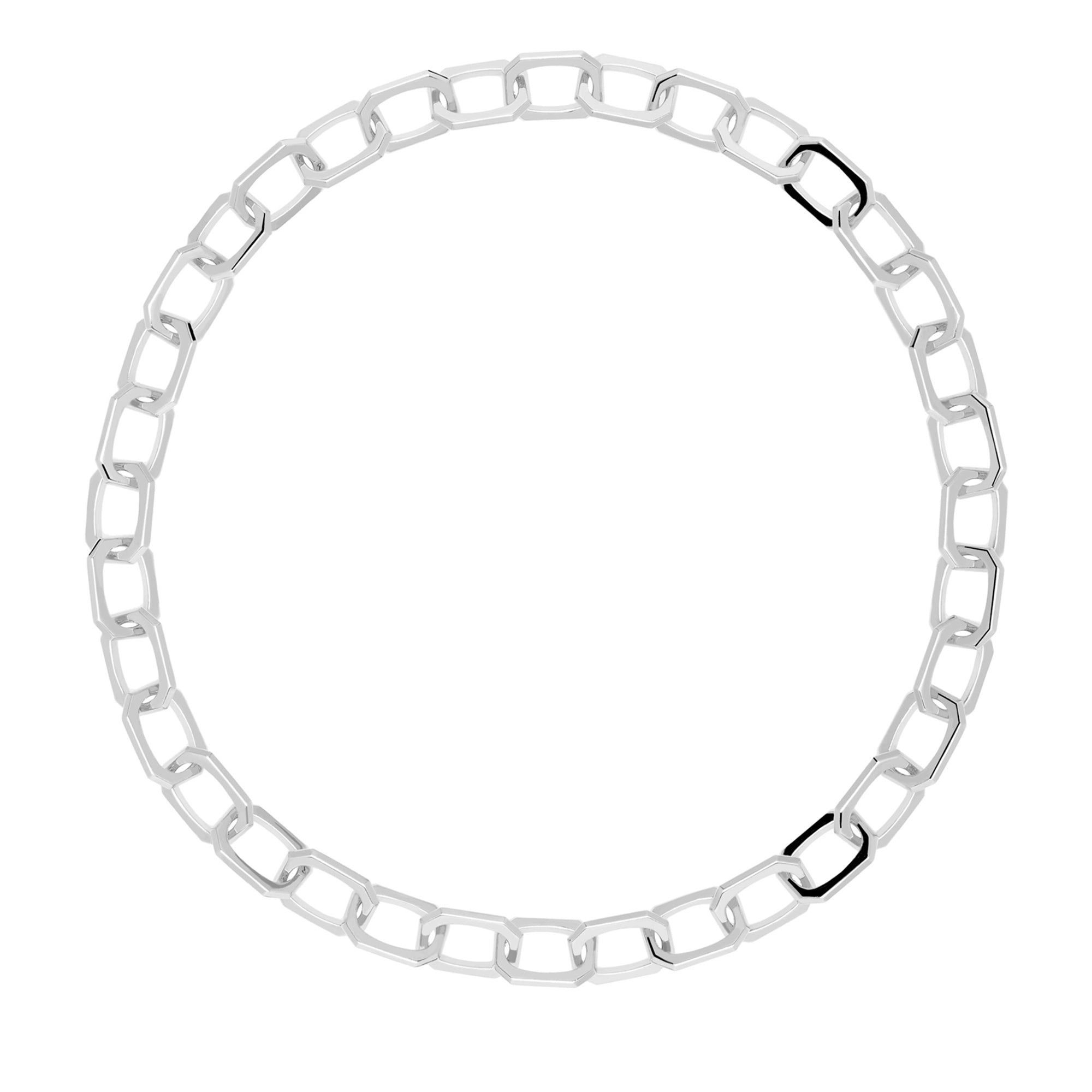 PDPaola Halskette - Die Große Unterschrift: Moderne Silberkette mit rechteckigen Gliedern, davon eines schwarz als stilvoller Kontrast - ein Design-Highlight von PDPaola.