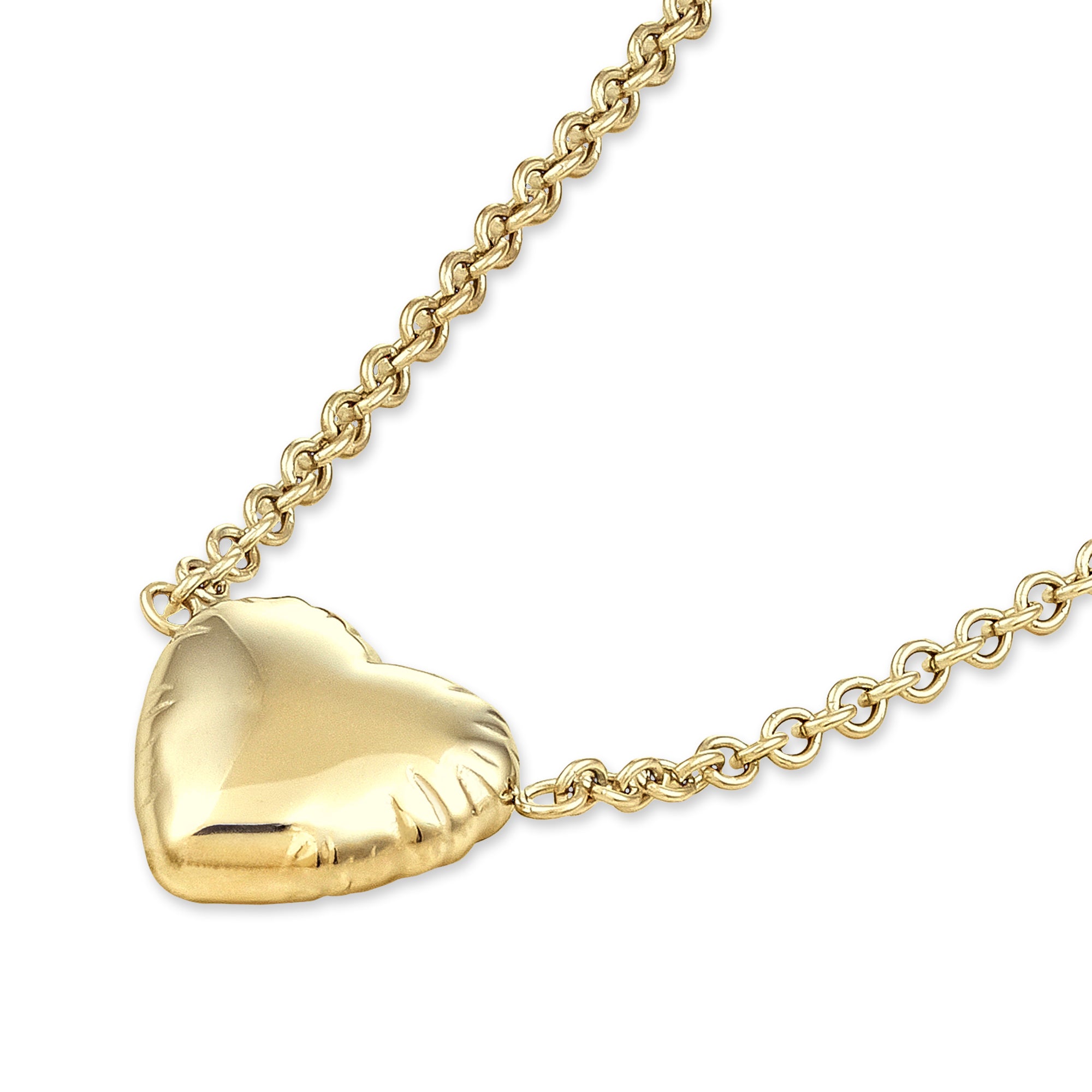 Copenhagen Studios COPENHAGEN STUDIOS Halskette - Balloon Hearts: Goldkette mit einem glänzenden, aufgeblasenen herzförmigen Anhänger, inspiriert von der Kollektion Balloon Hearts, auf weißem Hintergrund.