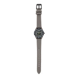 Cool Time Kids Armbanduhr mit schwarzem Zifferblatt, grauem Gehäuse mit schwarzem, drehbarem Topring und grauem Kunstlederarmband; Zusatzbild