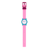 Cool Time Kids Armbanduhr mit rosa Zifferblatt, blauem Gehäuse und pinkem Silikonband; Zusatzbild