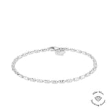 Echtzeit Armband - The Glitter One: Feines 925er Sterling Silber Perlenarmband mit Karabinerverschluss, präsentiert vor weißem Hintergrund mit Echtzeit-Logo in der Ecke.