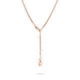Die Echtzeit Halskette - The Sleek One von Echtzeit ist eine Y-förmige Halskette aus Roségold mit kleinem Verschluss, ideal für stilvolles Layering, abgebildet auf weißem Hintergrund.