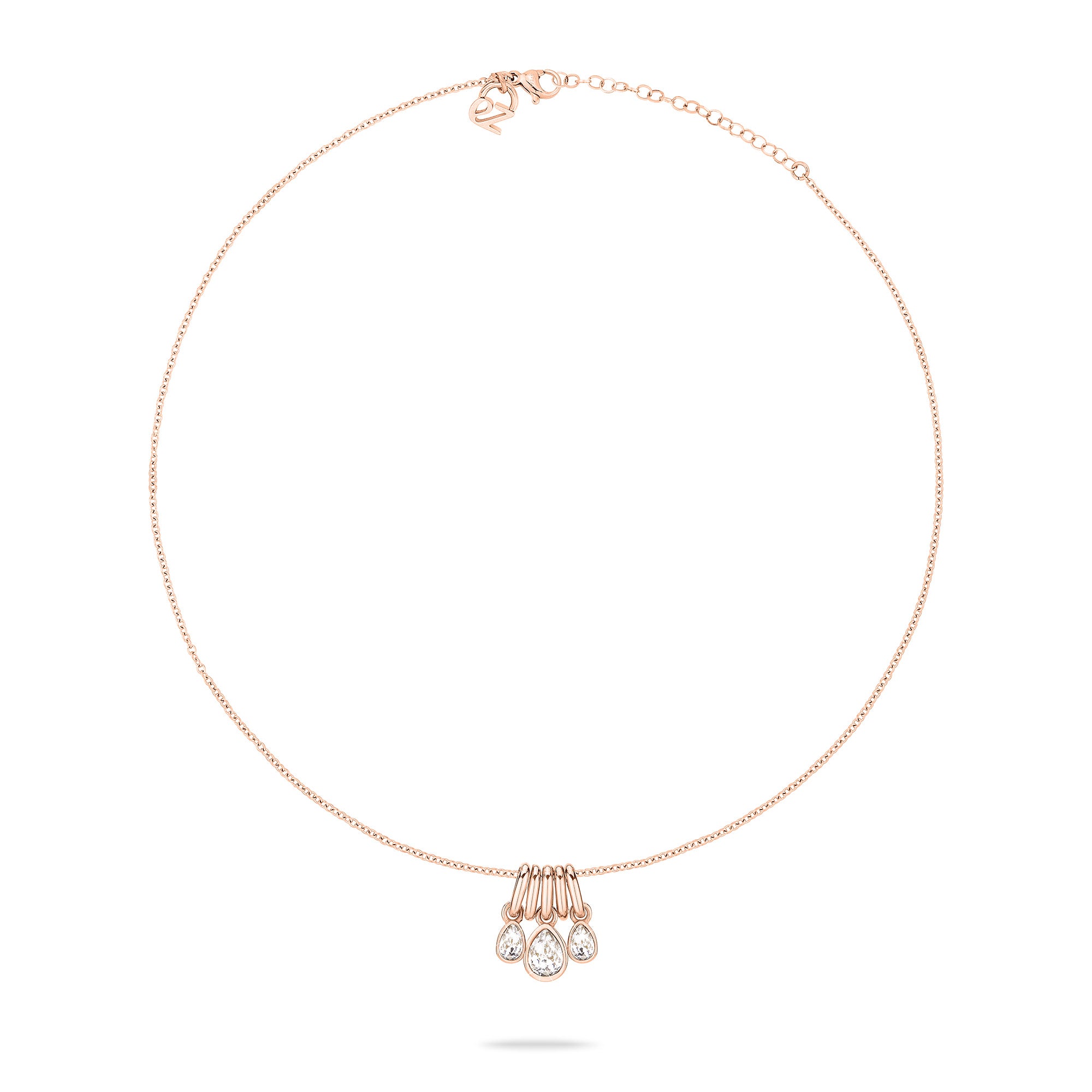 Die Echtzeit Halskette - Like Diamonds von Echtzeit besticht durch zartes Roségold und drei funkelnde Tropfenanhänger für einen zeitlosen, eleganten Look.