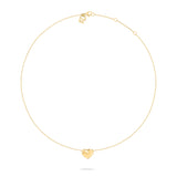 Die Echtzeit Halskette - Puffy Heart von Echtzeit hat eine zarte goldene Kette mit einem kleinen Herzanhänger auf feiner Kette, präsentiert vor weißem Hintergrund - ein elegantes Accessoire für jedes Outfit.