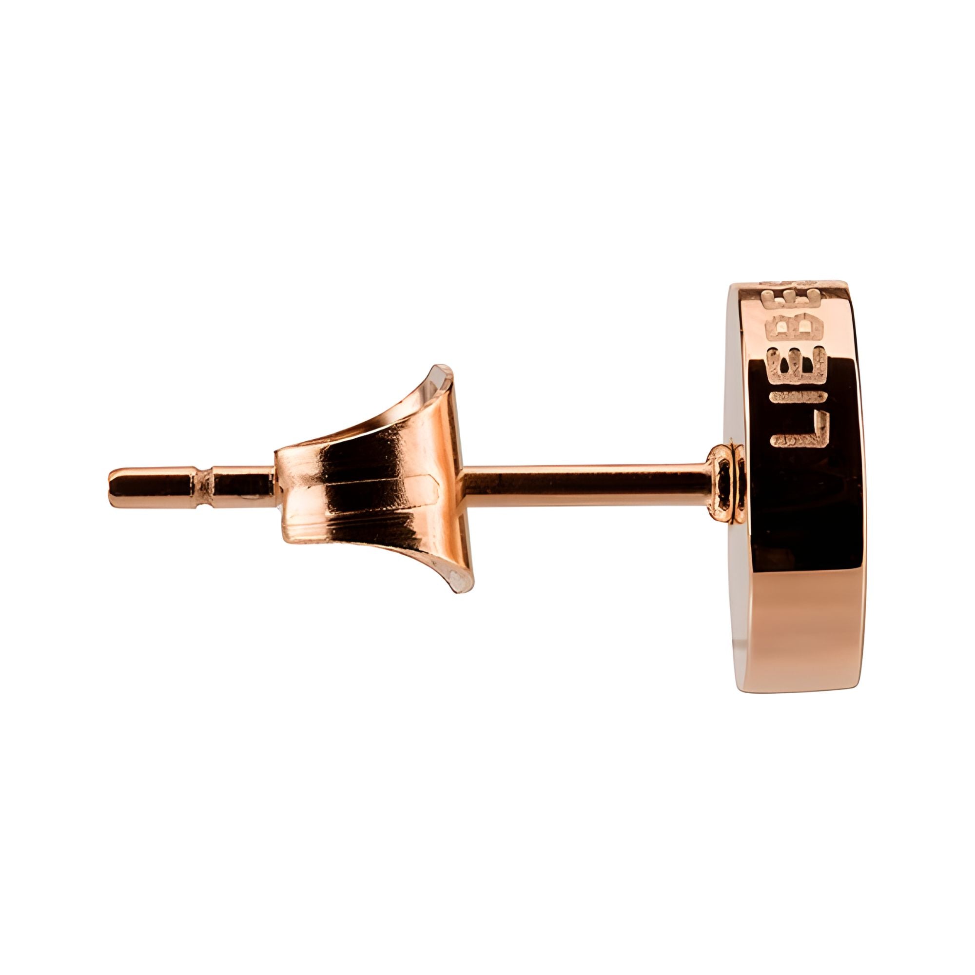 LIEBESKIND BERLIN Ohrstecker - Keep Loving von Liebeskind Berlin: Ohrstecker aus roségoldenem Edelstahl mit eingravierter runder Vorderseite, seitlich auf weißem Hintergrund - ideal, um jedem Outfit einen Ear Candy-Style zu verleihen.