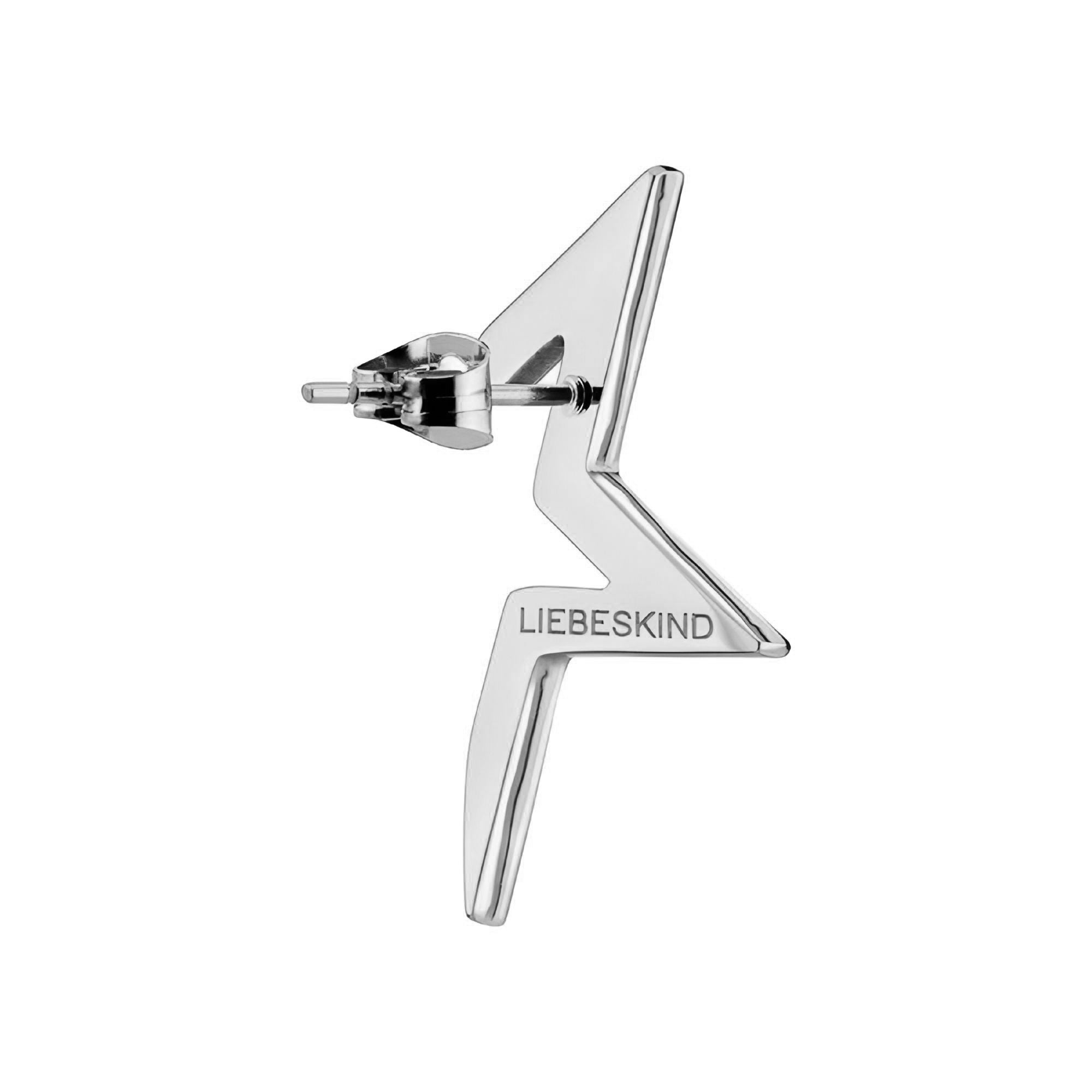 Liebeskind Berlin Ohrstecker in Form eines halben Sterns, in der Farbe silber; Rückansicht