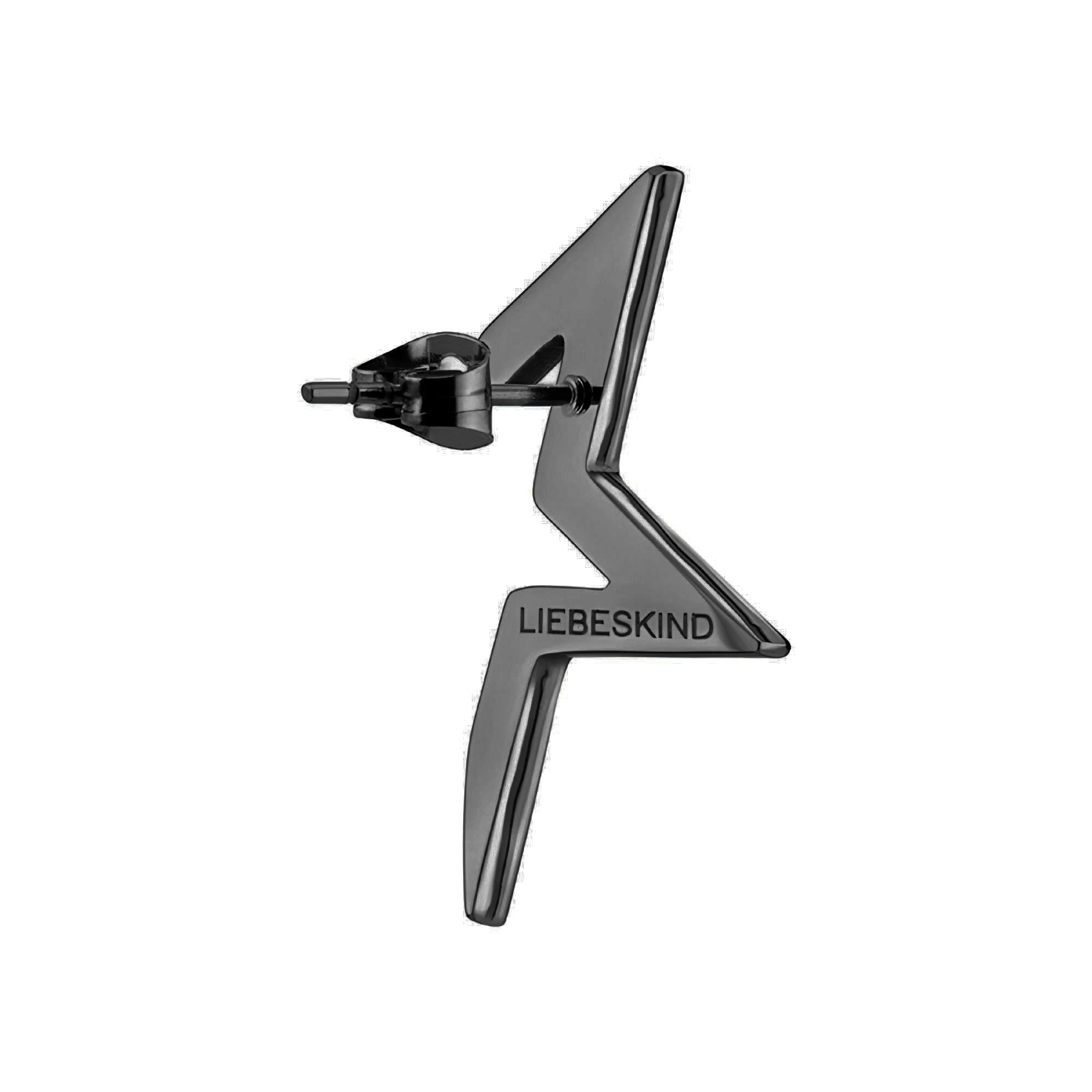 Liebeskind Berlin Ohrstecker in der Form eines halben Sterns, in der Farbe schwarz; Rückansicht