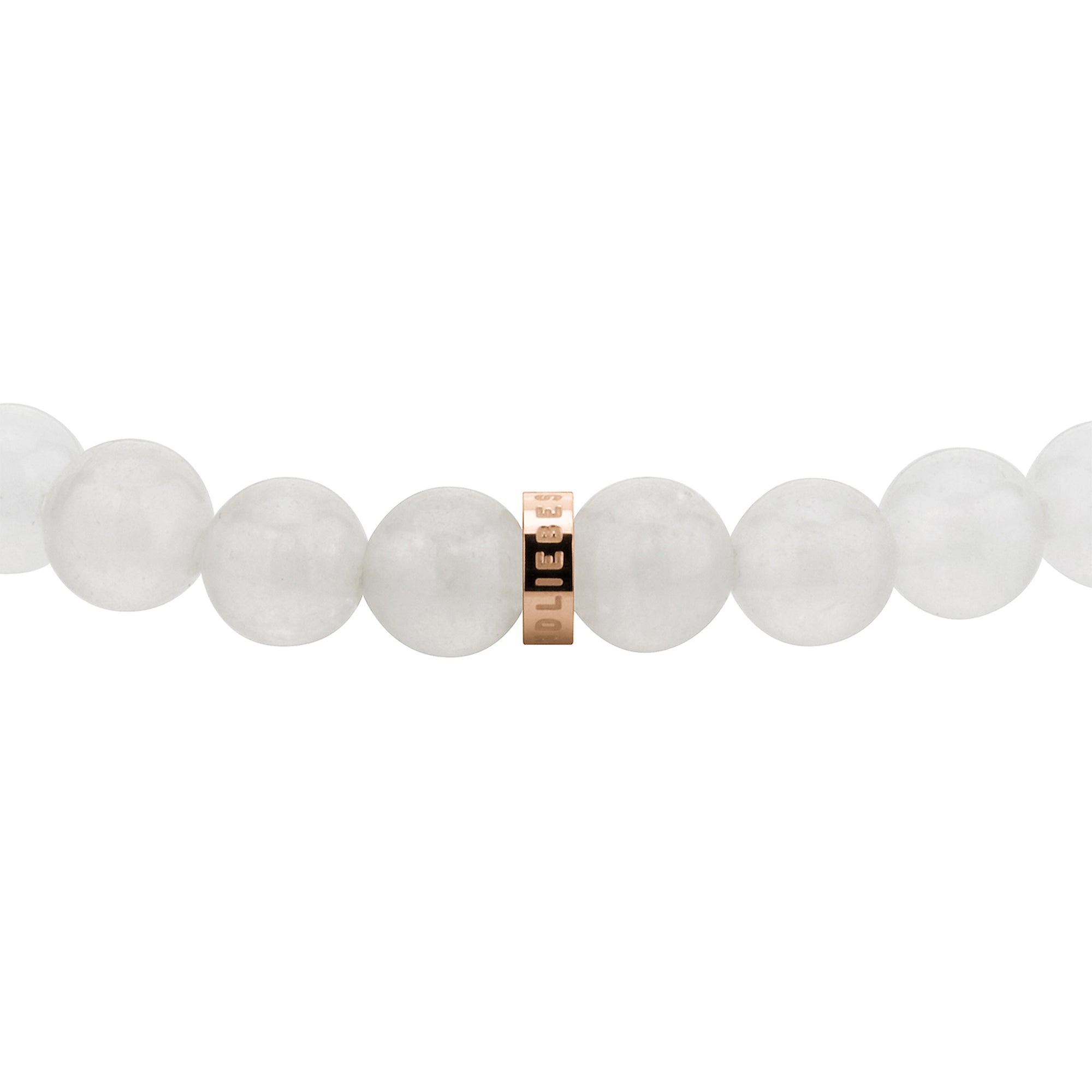 Liebeskind Berlin Armband mit Beads aus weißer Jade und roségoldenem Logo mit der Steingröße 6mm Zusatzbild