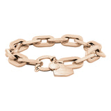 Liebeskind Berlin Armband bestehend aus einer roségoldenen, groben Gliederkette und einem Herzanhänger mit grafischen Elementen; Produktbild