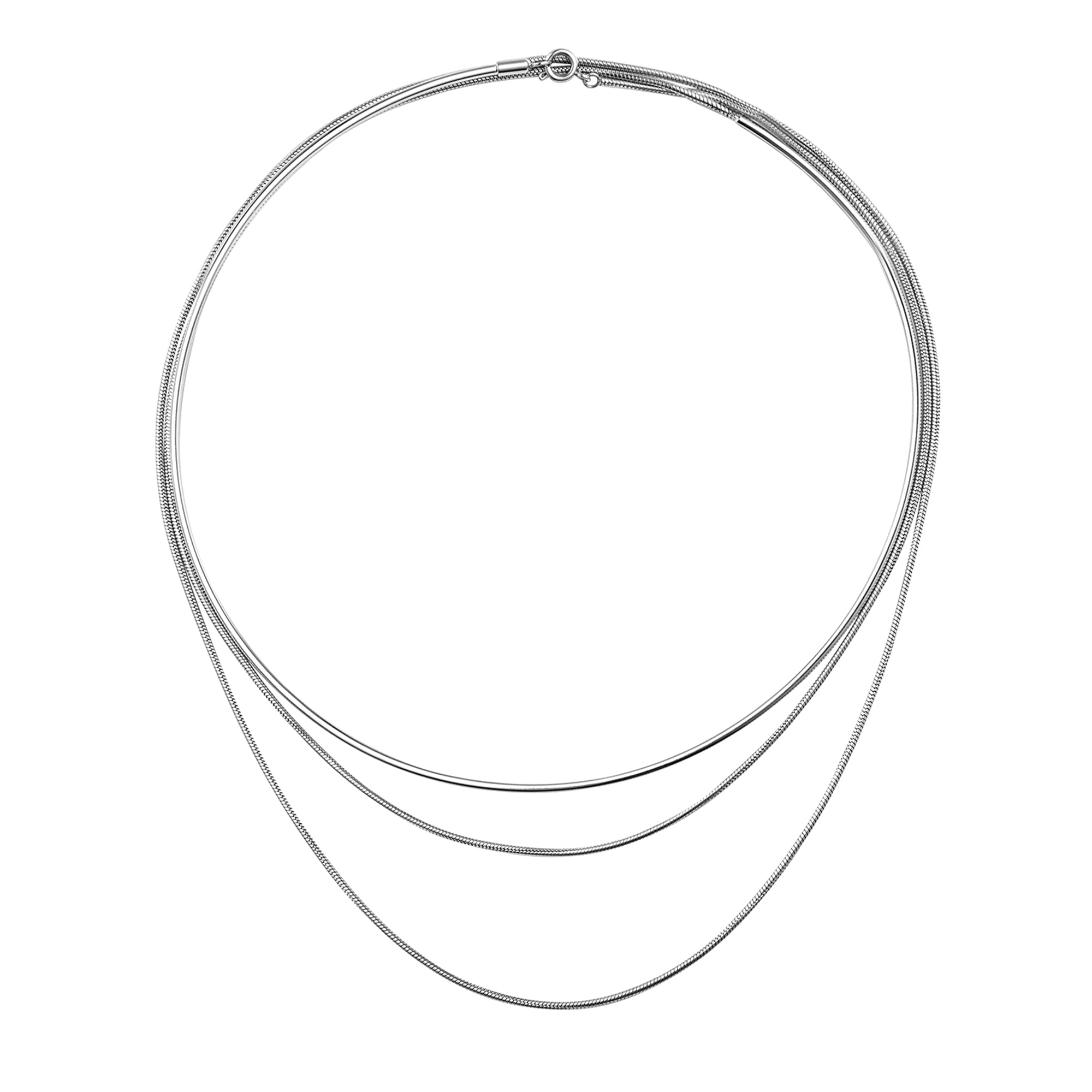 Liebeskind Berlin Halskette bestehend aus einem silbernem Halsreif und einer silbernen Schlangenkette im Layeringstyle; Produktbild