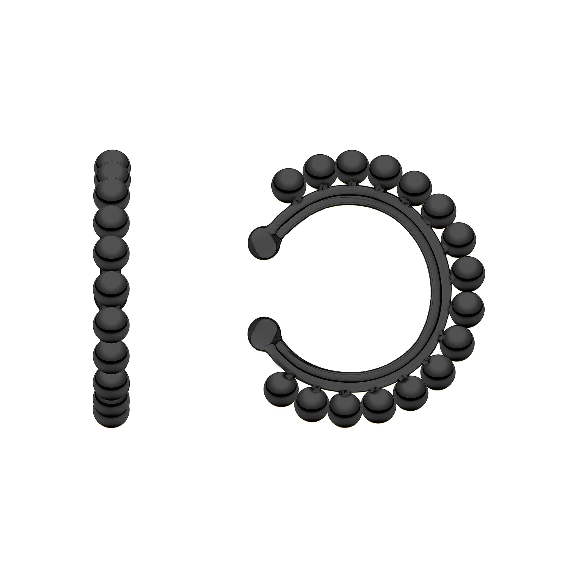Liebeskind Berlin Ear Cuff in der Farbe schwarz, mit silbernen Edelstahlkugeln; Zusatzbild