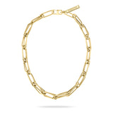 Liebeskind Berlin Halskette bestehend aus einer doppelten, goldenen Gliederkette und einem Logoanhänger; Produktbild