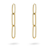 Die LIEBESKIND BERLIN Ohrhänger - Special Link von Liebeskind Berlin zeigen drei verbundene ovale Schlaufen in Gold, ausgestellt auf weißem Hintergrund - stilvoller Schmuck für jeden Anlass.