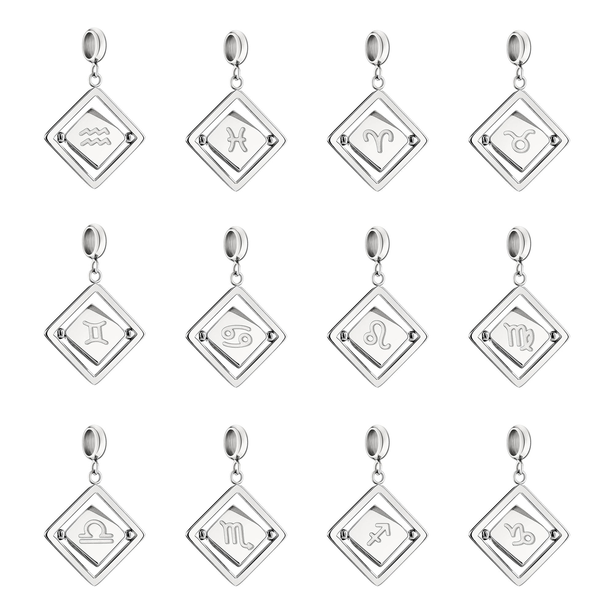 Silberne Liebeskind Berlin Charms mit drehbaren Plättchen mit gravierten Zodiac-Symbolen; Produktbild