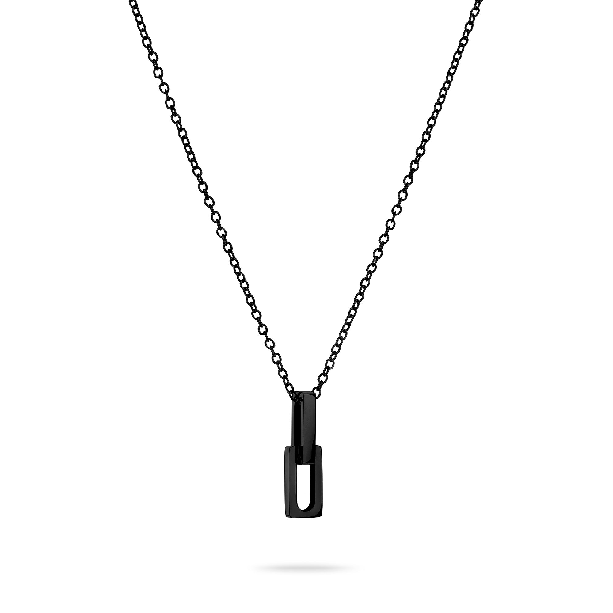 Die elegante schwarze LIEBESKIND BERLIN Halskette - Mini Link von Liebeskind Berlin präsentiert sich auf weißem Hintergrund. Ein echtes Trendstück, das jede Schmucksammlung aufwertet.