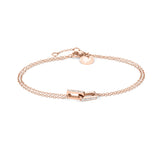 Das LIEBESKIND BERLIN Armband - The Festive Mini Link Sparkle ist ein roségoldenes Doppelkettenarmband mit zwei rechteckigen Zirkonia-Anhängern, einem Mini Link Charm und einem runden Anhänger - ein raffiniertes Accessoire von Liebeskind Berlin.