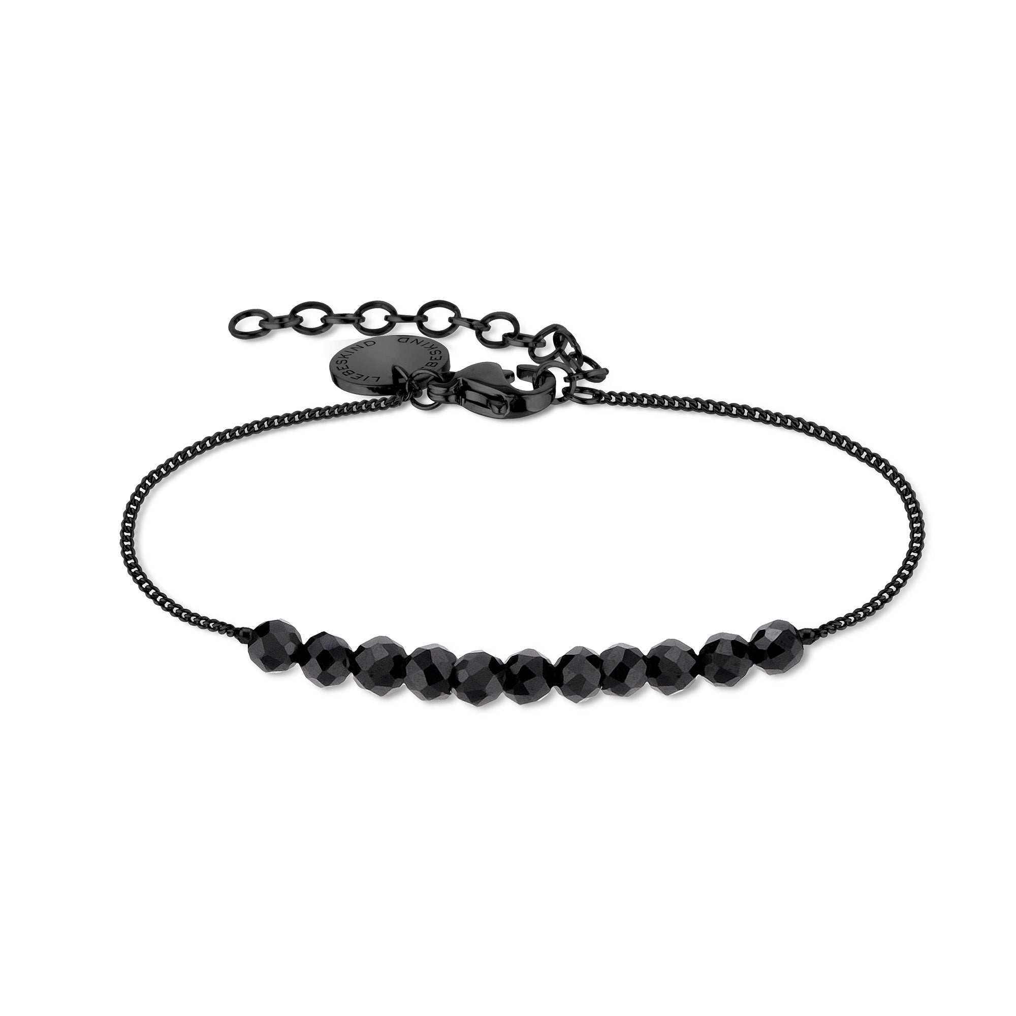 Elegantes LIEBESKIND BERLIN Armband - Bead Mix von Liebeskind Berlin, mit kleinen facettierten schwarzen Steinen und einem verstellbaren Verschluss.