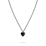 Stilvolle LIEBESKIND BERLIN Halskette - My Heart mit kleinem schwarzen Herzanhänger, elegant inszeniert auf weißem Hintergrund.
