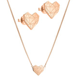 Liebeskind Berlin Set in der Farbe roségold mit Kette mit grafischem Herzanhänger und Ohrstecker mit grafischem Herzmoitiv Produktbild