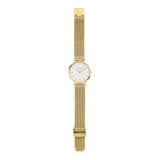 Liebeskind Berlin Armbanduhr mit goldenen Indizes, goldenem Gehäuse und goldenem Meshband; Zusatzbild