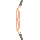 Liebeskind Berlin Armbanduhr mit grünem Zifferblatt, roségoldenem Gehäuse und grünem Lederband Seitenansicht