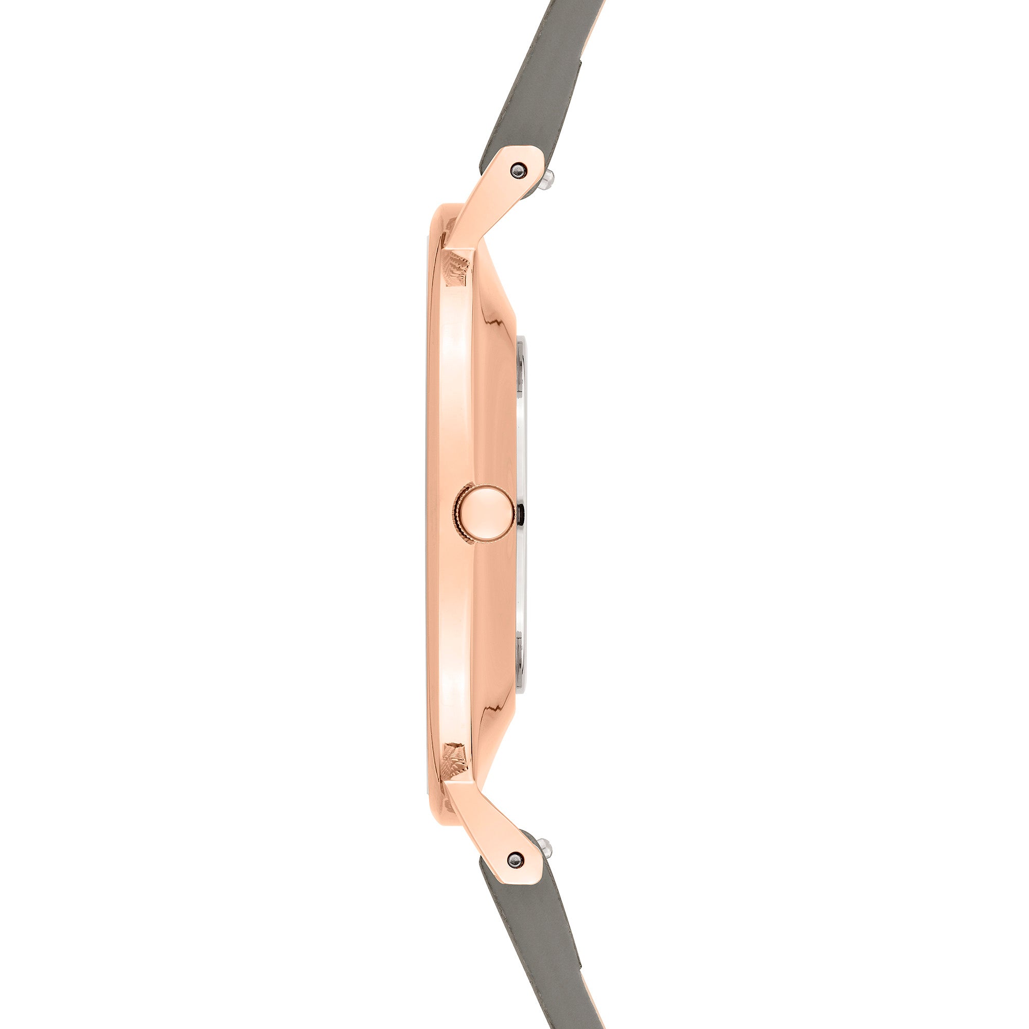 Liebeskind Berlin Armbanduhr mit grünem Zifferblatt, roségoldenem Gehäuse und grünem Lederband Seitenansicht