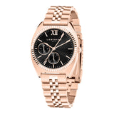 Die LIEBESKIND BERLIN Armbanduhr - The Multifunction von Liebeskind Berlin besticht durch Roségoldtöne, ein schwarzes Zifferblatt, drei Hilfszifferblätter und ein elegantes Edelstahlarmband - eine perfekte Mischung aus modernem Stil und Funktion.