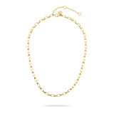 Tamaris Halskette - The Edge: Elegante goldene Kette von Tamaris mit eckigen Gliedern und verstellbarem Verschluss, stilvoll auf weißem Hintergrund präsentiert.