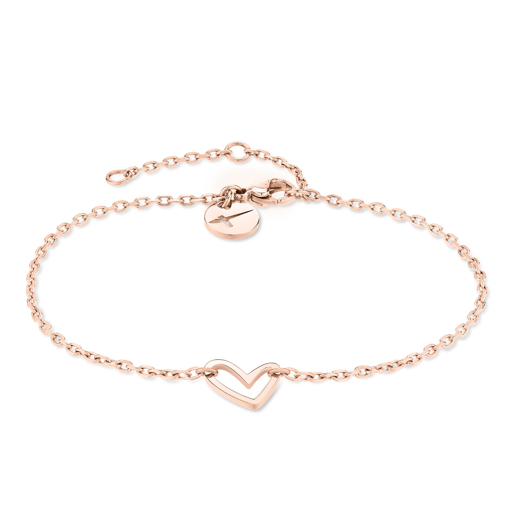 Feines Tamaris Armband "Graffiti Heart" mit zarter Goldkette, herzförmigem Anhänger und verstellbarem Verschluss.