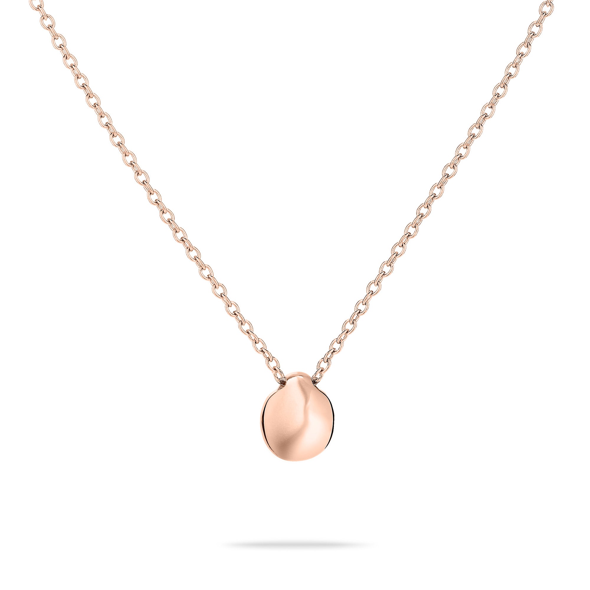 Die Tamaris Halskette - Modern Layering von Tamaris verfügt über eine roségoldene Schlangenkette und einen kleinen, glatten Anhänger in Kieselsteinform - ein elegantes Accessoire für Fans von Ketten mit Anhänger.