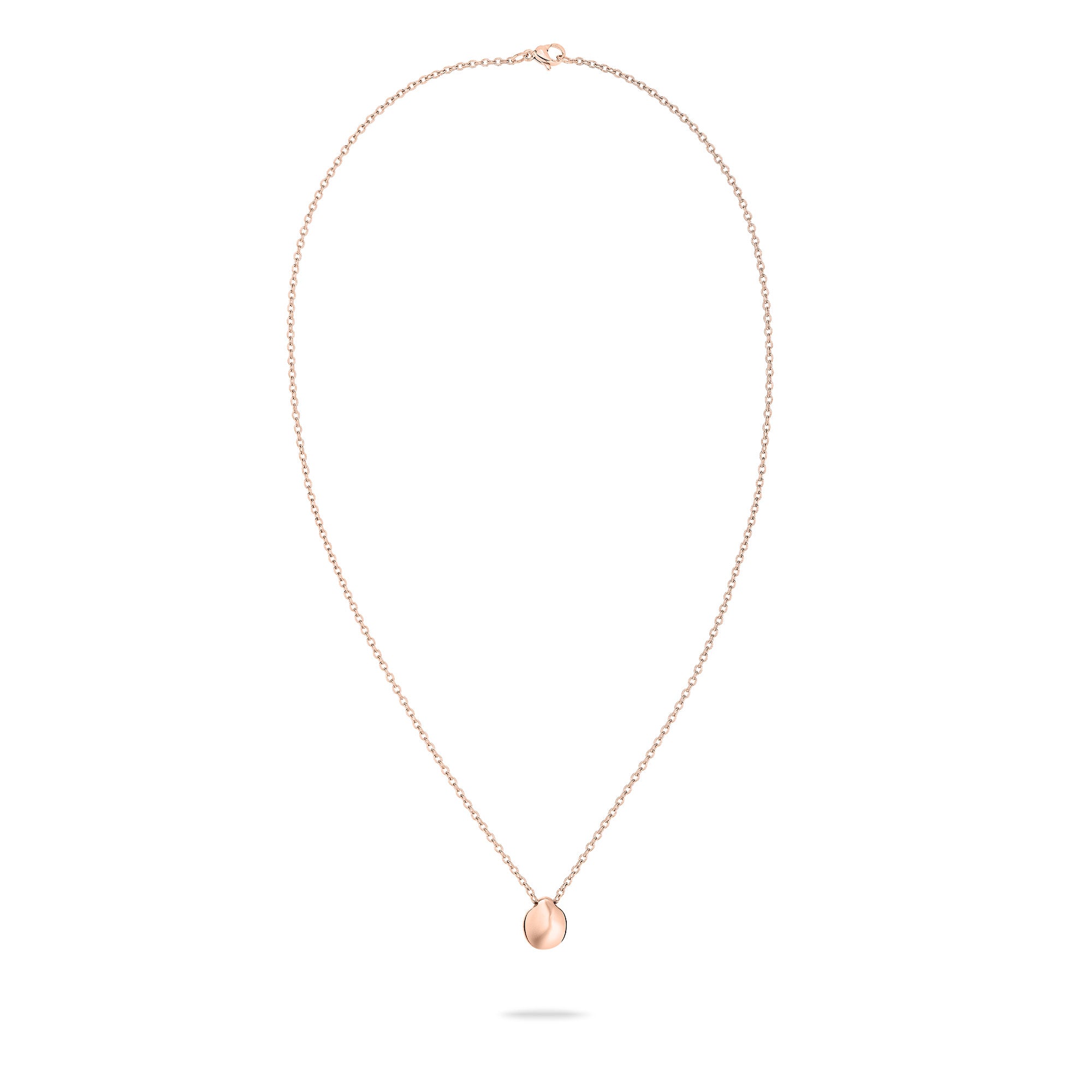 Die Tamaris Halskette - Modern Layering von Tamaris besteht aus einer roségoldenen Schlangenkette mit einem kleinen, runden Anhänger, der auf weißem Hintergrund abgebildet ist - perfekt für Fans von eleganten Ketten mit Anhänger.