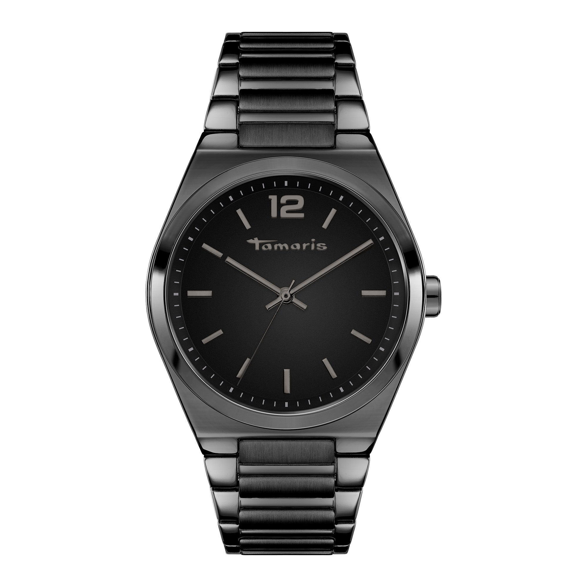 Die Tamaris Armbanduhr - The Round Basic Essential überzeugt mit schwarzem Metall, rundem Zifferblatt, silbernen Stundenmarkierungen und einem eleganten Edelstahlband - zeitlose Eleganz von Tamaris.