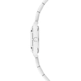 Seitenansicht einer silbernen Tamaris Armbanduhr - The Cool One mit Edelstahlarmband und sichtbarer Krone, dargestellt auf weißem Hintergrund.