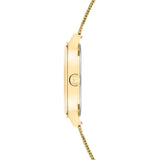 Die Detailansicht der Tamaris Armbanduhr - Clover zeigt das zarte Maschenband und das elegante, florale Zifferblatt.