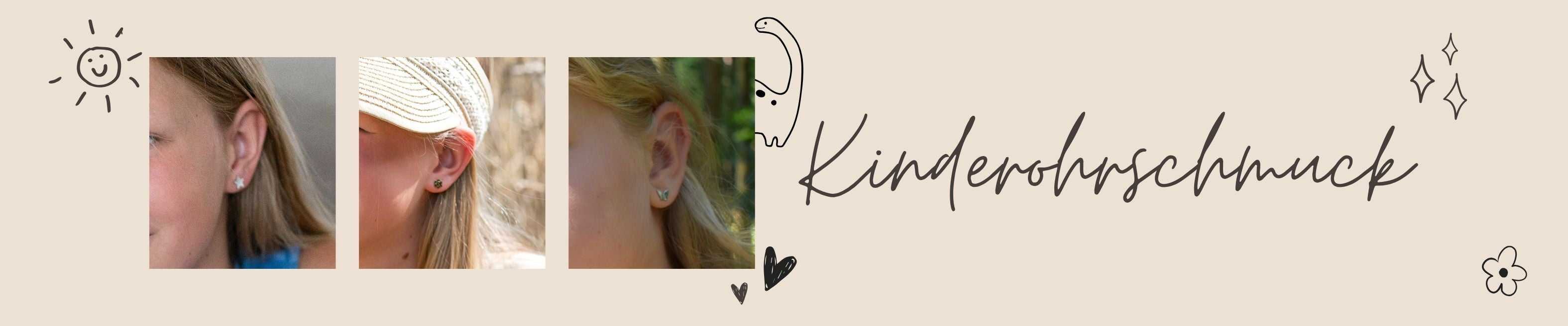 Kinderohrringe für Mädchen – zarter Kinderohrrschmuck mit kleinen Ohrsteckern in Stern- und Motivdesign.