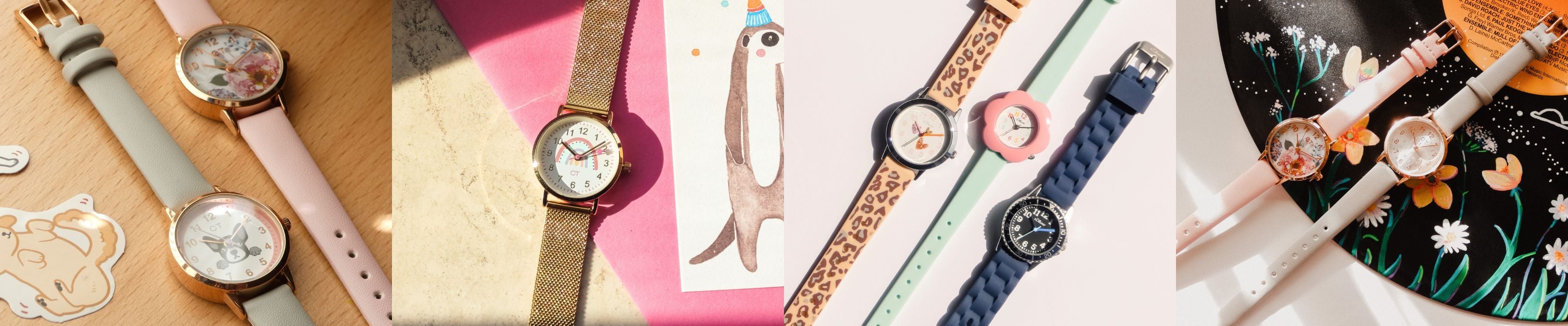 Kinderuhren Kollektion – bunte Armbanduhren für Kinder mit verspielten Designs und kindgerechten Motiven.