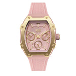 Die ICE Watch Armbanduhr - Boliday Pink Passion von ICE Watch verfügt über ein schickes Design in Rosa und Gold, drei Ziffernblätter und ein strukturiertes rosa Armband für einen modernen Look.