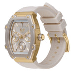 ICE Watch Armbanduhr - Boliday Almond Skin: Eine schicke weiß-goldene Damenuhr von ICE Watch mit strukturiertem Band und drei Ziffernblättern - ein vielseitiges Accessoire für jeden Anlass.