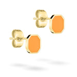 Liebeskind Berlin Ohrstecker in gold, achteckig mit orangener Epoxylackierung und goldener Umrandung; Produktbild