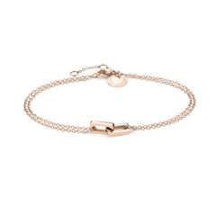 Liebeskind Berlin Armband mit feiner Kette und zwei rechteckigen, ineinandergreifenden Anhänger in der Farbe roségold; Produktbild