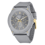 Die LIEBESKIND BERLIN Armbanduhr - Multifunction Statement von Liebeskind Berlin verfügt über ein rundes graues Zifferblatt, goldene Akzente und ein Silikonarmband - eine Mischung aus zeitloser Eleganz und moderner Nachhaltigkeit für Frauen.