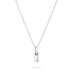 Liebeskind Berlin Halskette mit feiner Kette und einem aus zwei ineinandergreifenden Rechtecken bestehender Anhänger in der Farbe silber; Produktbild