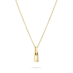 Liebeskind Berlin Halskette mit feiner Kette und einem aus zwei ineinandergreifenden Rechtecken bestehender Anhänger in der Farbe gold; Produktbild