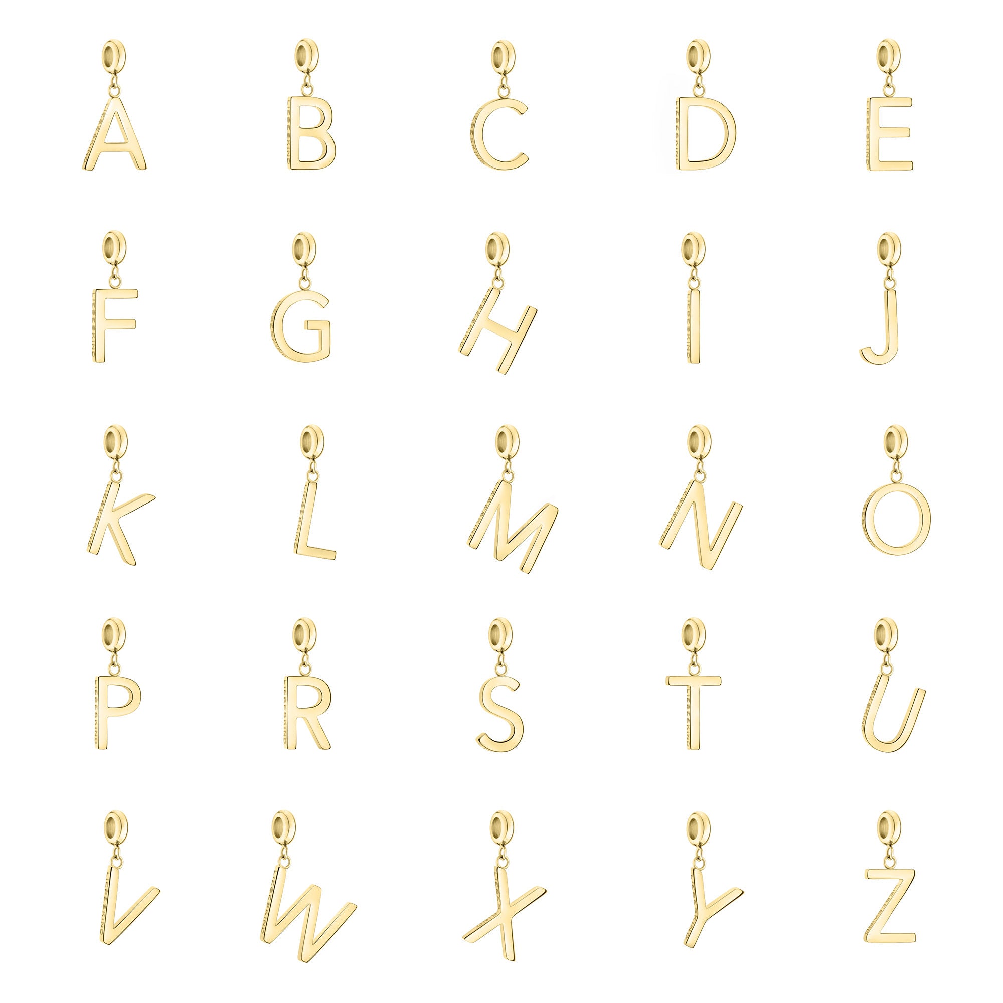 Liebeskind Berlin Charms - alle Buchstaben des Alphabets in der Farbe gold Übersichtsbild