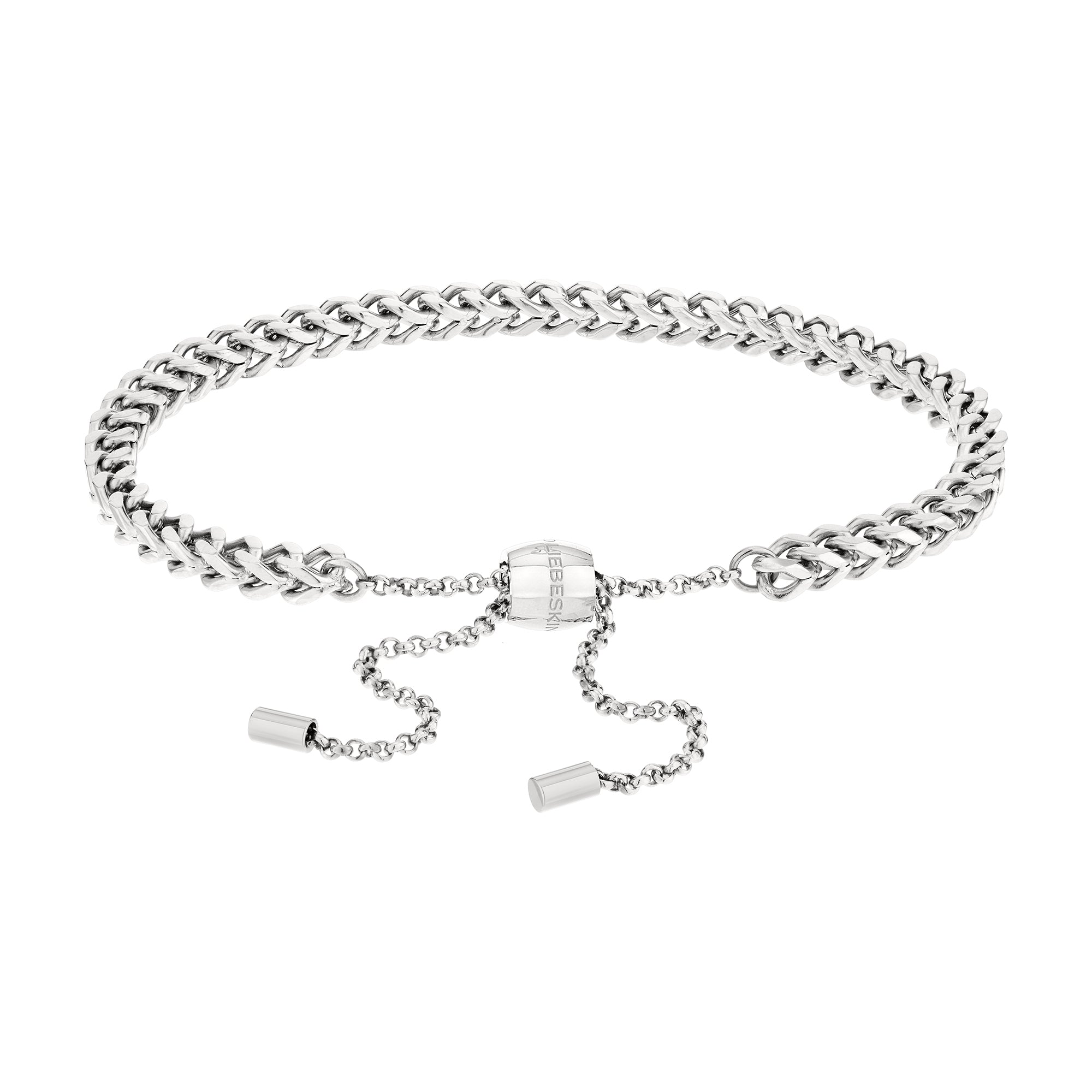 Liebeskind Berlin Armband - The Woven; breites Armband mit grober Struktur und Zugband in der Farbe silber Produktbild