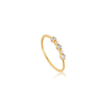 Ania Haie Ring in der Farbe gold mit fünf kleinen, weißen Saphiren; Größe 57, Produktbild