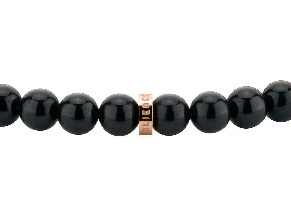 Liebeskind Berlin Armband mit Beads aus schwarzem Turmalin und goldenem Logo mit der Steingröße 6mm Produktbild