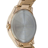 Armani Exchange Armbanduhr mit schwarzem Zifferblatt mit roségoldenen Indizes und Datumanzeige, roségoldenem Gehäuse und roségoldenem Gliederband; Zusatzbild